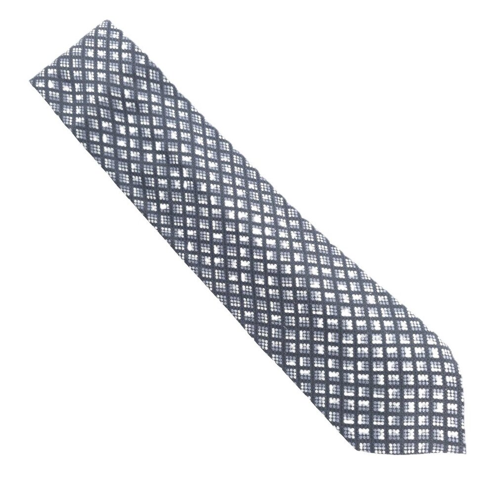 Calvin Klein Men Necktie Geometric 100% Silk Black Gray Size 59x3.75 - NWOT